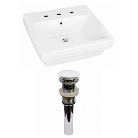 19-in. W Above Counter White Vessel Set For 3H8-in. Center Faucet